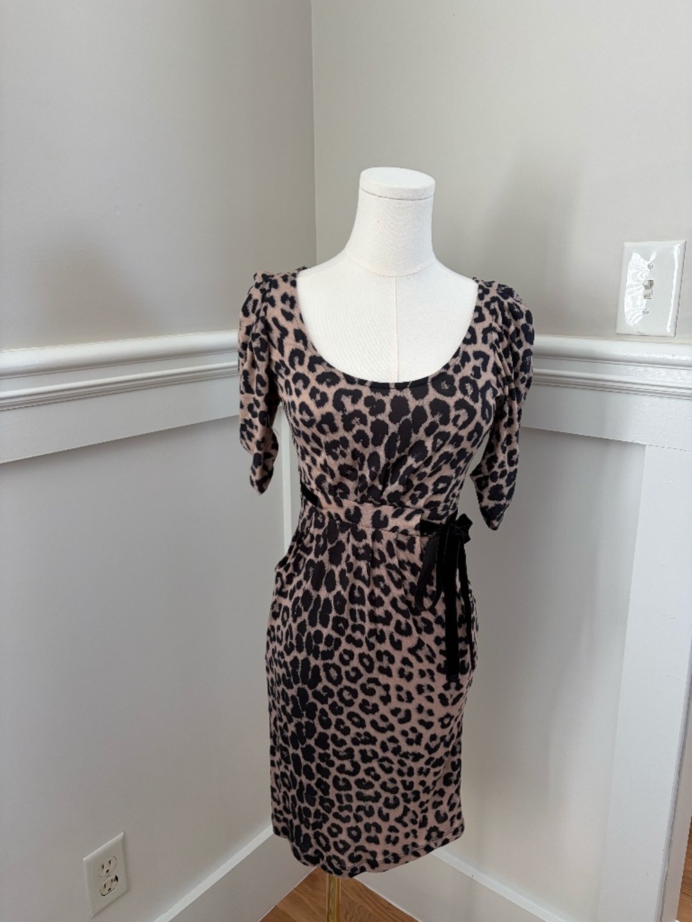 ZARA Chic Leopard Print Cinched Waist Mini Dress Small
